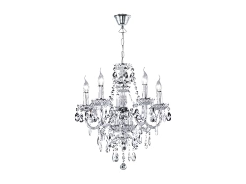 Reality Leuchten Kronleuchter R1107-06, Acryl Klar, Metall Chromfarbig, Exkl. 5x E14 Reality Leuchten Kronleuchter R1107-06, Acryl Klar, Metall Chromfarbig, Exkl. 5x E14