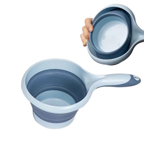 EnweiBingshi Folding Water Ladle, Collapsible Scoop Kitchen Ladles Cup, Bathroom Outdoor Dippers, Dipper Scoop Cup for Kitchen Ladles Bathroom Washing (Blue 1 Pack)