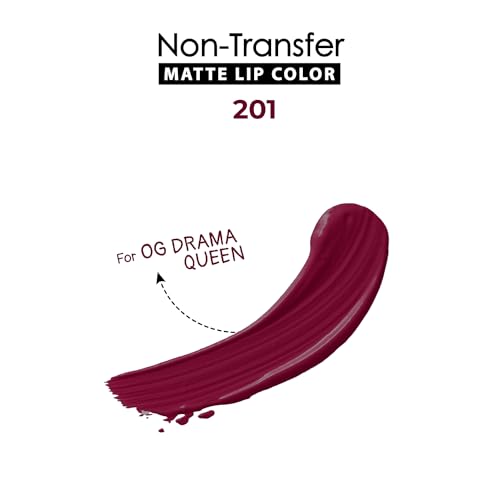 Image of Blue Heaven Non Transfer Matte Lip Color, Long Lasting upto 8 hrs, Light Weight & Smudge Proof, Non Transfer Liquid Lipsticks for Women, 201, 2.8ml