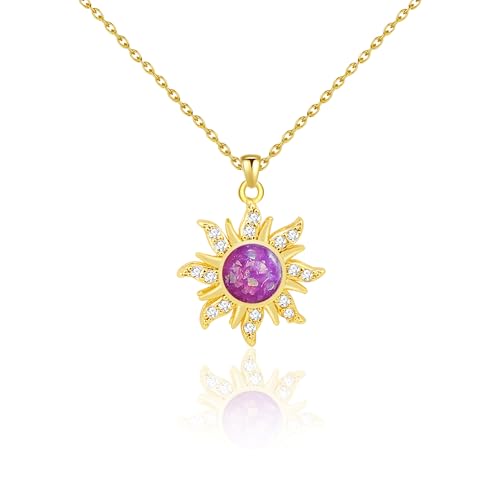 DAYANEY Sun Necklace for Girls Sun Accessories Jewelry Costume as Birthday Gifts for Daughter Adult Women as Fairy Gold Pendant Necklace Purple Jewelry Gifts Outfits Skirt Dress