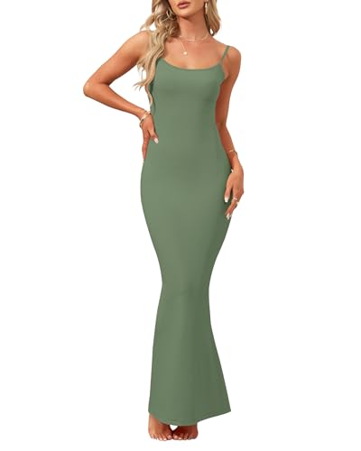 Image of AUSELILY Womens Bodycon Maxi Dress Square Neck Sexy Slip Long Dress | Sleeveless slip design with a long skirt line, Going out dress for celebrations, Style with heels