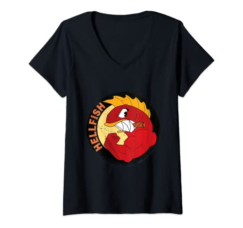 Mujer Hellfish Volador Abuelo Raging Abe Camiseta Cuello V Cover