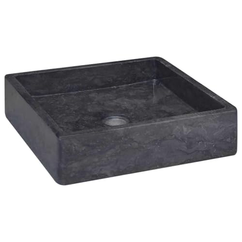 vidaXL Lavabo de Salle d'eau Vasque à Poser de Toilette Lave-Mains de Salle de Bain Lavabo de Salle d'eau Maison Intérieur Noir 40x40x10 cm Marbre
