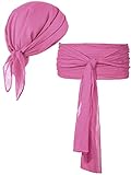 Bencailor 2 Pieces Halloween Pirate Costume Women Pirate Hat Pirate Head Scarf Pirate Sash Belt Dress Accessories for Party(Medium,Pink)