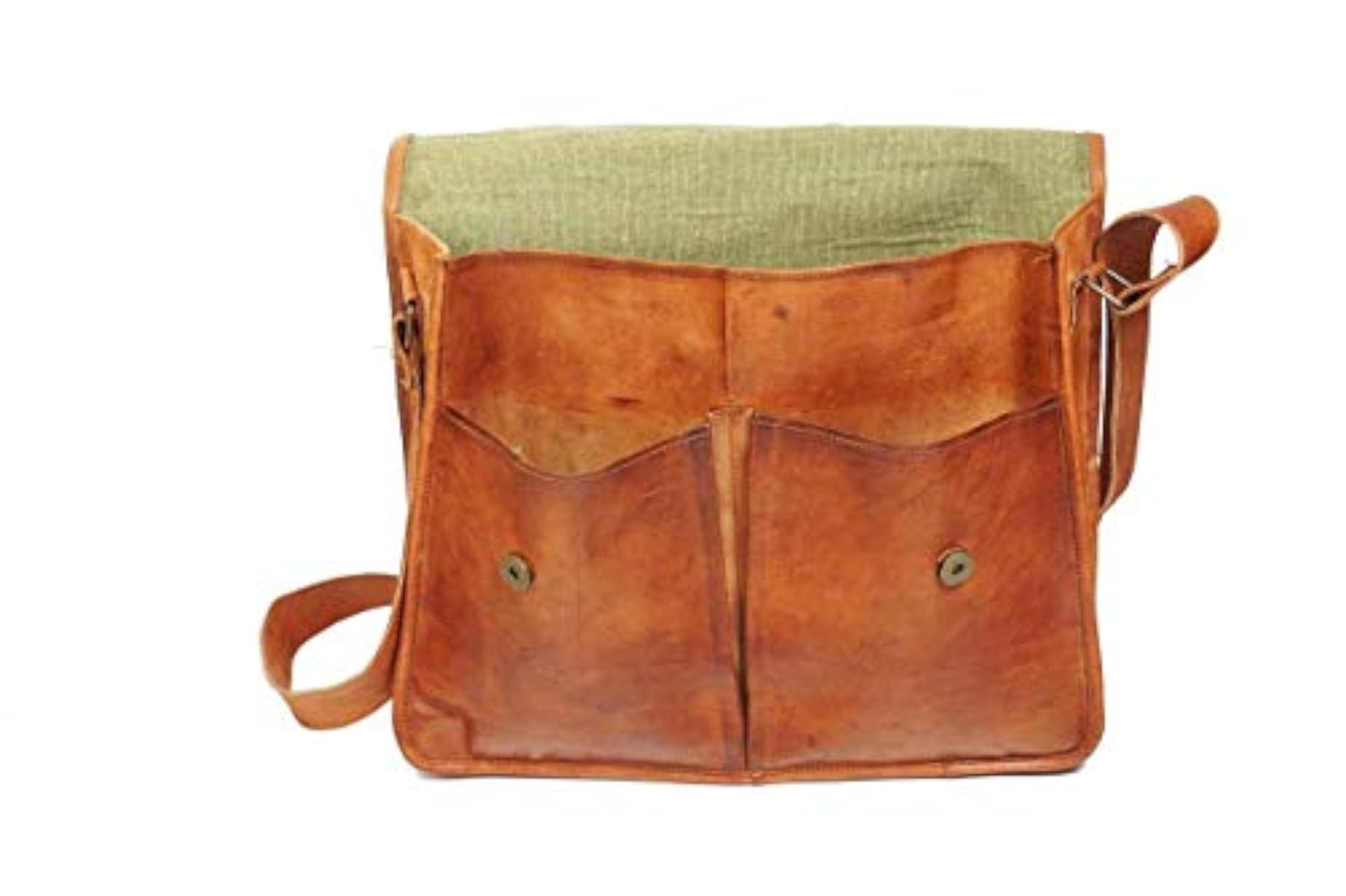 Genuine Brown Leather Messenger Bag for Boys/Girls