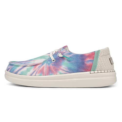 HEYDUDE Women's Wendy Rise Candy Tie Dye Size 7 | Women’s Shoes | Women’s Lace Up Loafers | Comfortable & Light-Weight