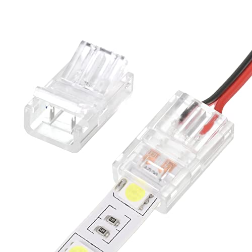 Image of 10 Packs Solderless LED Strip Connector Transparent Track Lighting Connectors Wire Strip Lights 16.4 ft Extension Cable Wire Cord for LED Light Speaker Electrical System(Chic Style, 2 Pin, 10 mm)