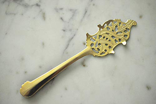 Wormwood Leaf Absinthe Spoon, Gold-Plated And 10 Sugar Cubes (5 Packets) By Bonnecaze #TOP1