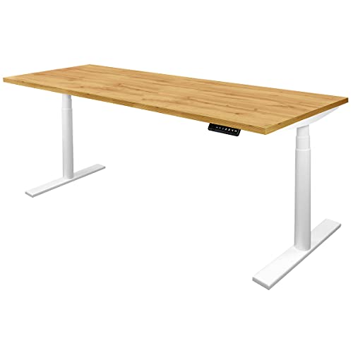 newpo elektrisch höhenverstellbarer Schreibtisch mit Tischplatte | BxT 180 x 80 cm | eiche | Stehtisch Bürotisch Tisch-Gestell Cover
