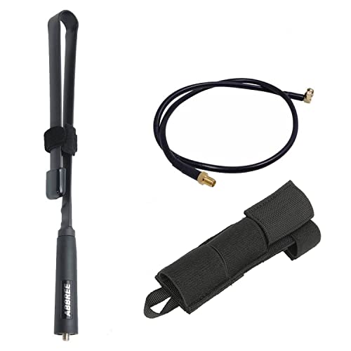 Tactical Antenna Relocation Full Kit-ABBREE Tactical Antenna System Relocation Pouch +SMA-Female Dual Band 144/430Mhz Foldable Antenna+Coaxial Cable,for UV-5R UV-82HP BF-F8HP GT-3TP Ham Two Way Radio