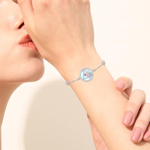 Image of Sunflower /Lily of Valley /Carnation /Camellia /Daisy /Peach Blossom /Rose /Tulip Bracelet 925 Sterling Silver Birth Flower Bracelet for Women Jewelry Gifts