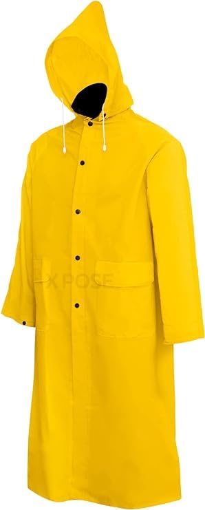 GenericHeavy Duty Yellow Rain Coat 100% water proof Raincoat Jacket with Detachable Hood & pockets