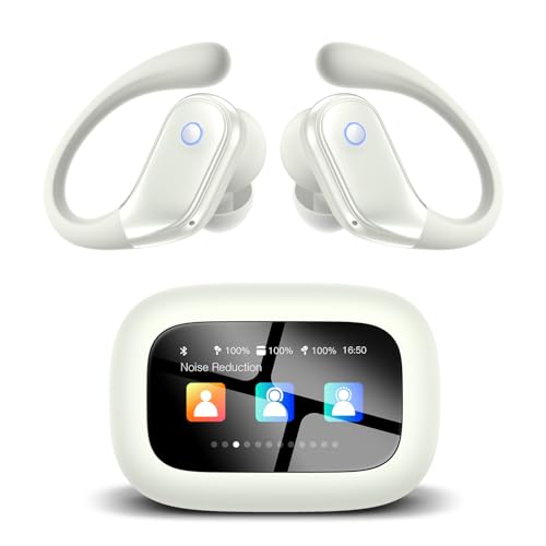 ZZU Wireless Earbuds with Smart Screen Case, Bluetooth 5.4, ENC Clear Calls | Sport Headphones with IP7 Waterproof, Bass Stereo Sound, 5 EQ Modes for Sports/Travel/Gym