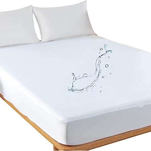 Kingnex California King Mattress Protector Waterproof Cal Fitted Sheet Style Deep Pocket Mattress Cover with Elastic Skirt Cover