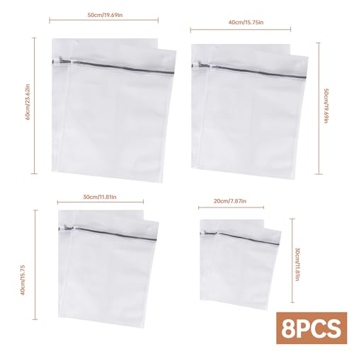 8 Stück Wäschebeutel Wäschenetze ，Wäschesack Waschmaschine Laundry Bag，Wäschebeutel mit Reißverschluss，Geeignet für Empfindliche Hemden, Socken, Unterwäsche，Mäntel, Pullover,Plüschtiere usw, Grau