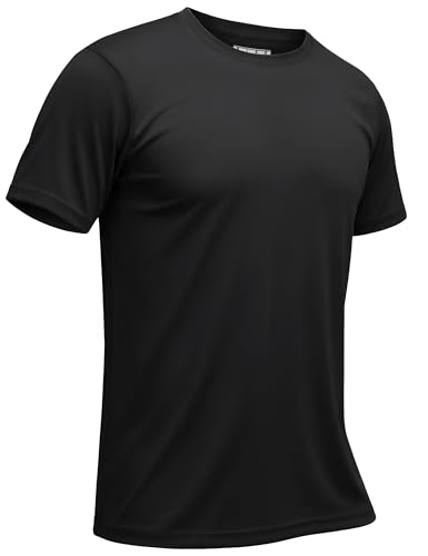 TACVASEN Shirts for Mens Black Athletic Shirt Dry Fit Short Sleeve Running Mens Workout T-Shirts Rash Guard Sun Protection Tshirts XL