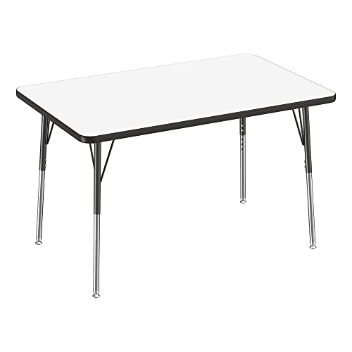 Image of Learniture Adjustable Height Dry-Erase Classroom Activity Table for School and Home, Rectangular Activity Table with Whiteboard Top, 30 inch D x 48 inch W x 30 inch H, White