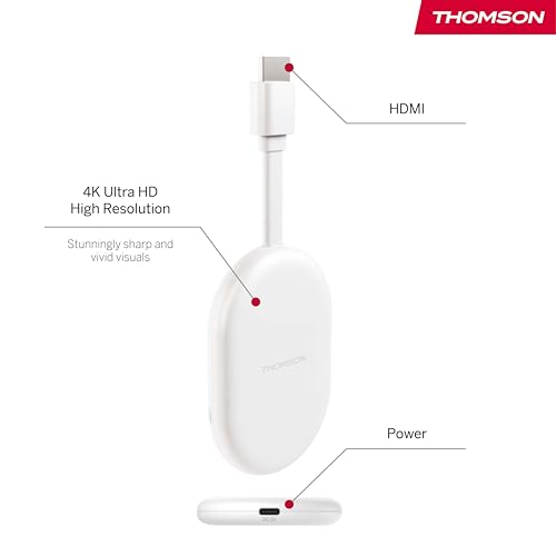 Image of THOMSON Google TV Go Cast 150, 4K UHD Streaming Dongle, Dolby Atmos, Dolby Digital+, Voice Control, Googlecast, SDRAM 2GB, Flash 8GB, Multiplug Power Adapter