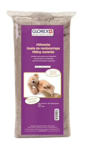 GLOREX Inspirations 0 2525 - Imbottitura in Cotone idrofilo Beige, 300 g, Materiale di riempimento Poliestere al 100%, con Una Maggiore resilienza, Privo Polvere, Lavabile, inodore e igienico.