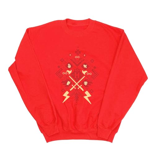 Harry Potter Men's Christmas Fair Isle Sweatshirt Large Red