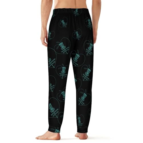 Disc Golf Icon Basket Breathable Mens Pajama Pants Lounge Sleep PJ Bottoms Sleepwear Jogger Pockets2