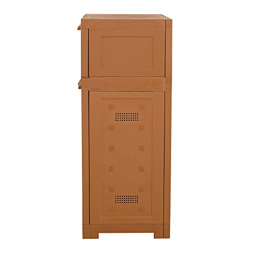 Image of Cello Novelty Dual Plastic Shoe Rack with Dustproof Doors| 3 Year Warranty | Chappal /Slipper /Footwear Stand for Home, Living Room, Office, Outdoor| Sandalwood Brown Colour