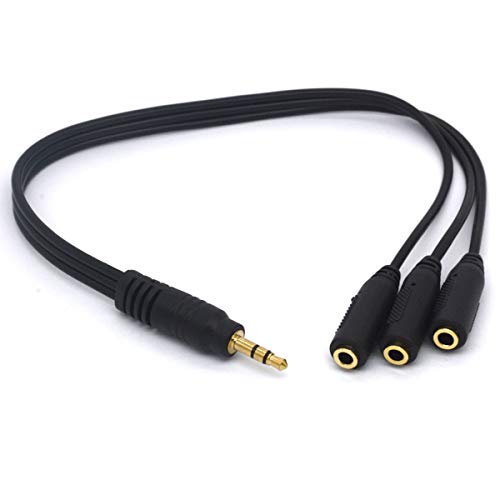 Tomost Câble audio stéréo TRS mâle vers 3 femelles plaqué or 3,5 mm