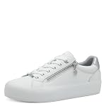 s.Oliver Damen Sneaker flach mit Reißverschluss Freizeit, Weiß (White), 41 EU