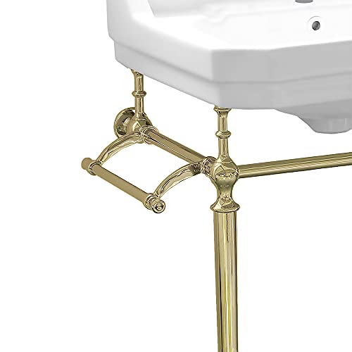 Whitehaus Collection Whv024-L33-3H-B Console Sink, 23.5"L X 20"W X 33"H, White/Polished Brass #TOP1
