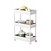 Chariot De Rangement Mince À 3 Niveaux Pour Salle De Bains Et Cuisine - Armoire À Tour À Tiroir Coulissant - Petit Rayonnage Mobile En Plastique - Organiseur Pour Espace Étroit -Salle De Lavage-Blanc
