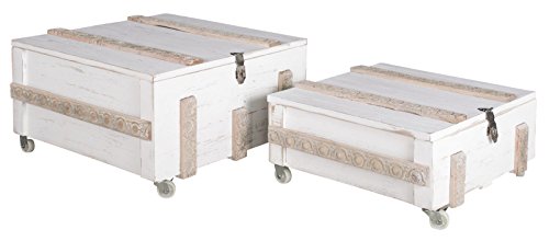 elbmöbel – Mesa baúl mesa mesa Caja Color Blanco Envejecido Madera baúl mesa de madera shabby Tapa