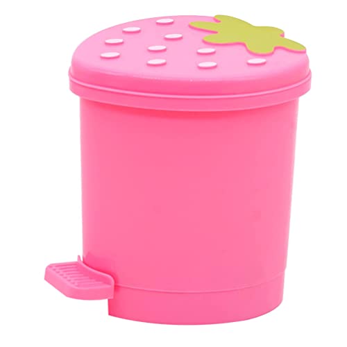 Bote de basura mini con tapa para escritorio color rosa