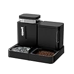 ZOMISIA Automatic Cat Feeder and Water Dispenser - 2 in 1 Gravity Pet Food and Water Dispenser with 180 Degree Rotatable, Large Capacity for Small Dogs, 3 L x 2, Black