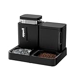 ZOMISIA Automatic Cat Feeder and Water Dispenser Set, 2 in 1 Gravity Cat Food Dispenser with 180 Degree Rotatable, Pet Self Feeding Large Capacity for Small Dogs Puppy Kitten, Black, 0.8 Gallon x 2
