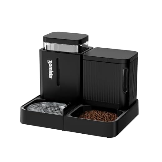 ZOMISIA Automatic Cat Feeder, Gravity Cat Food Dispenser, 0.8Gal x 2, Black
