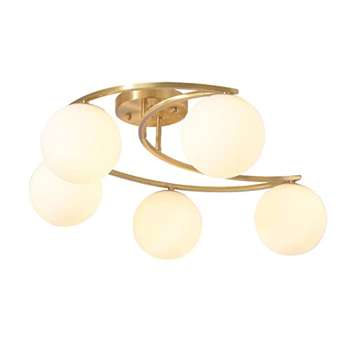 Chandelier boule de verre finition or brossé pour intérieur chic