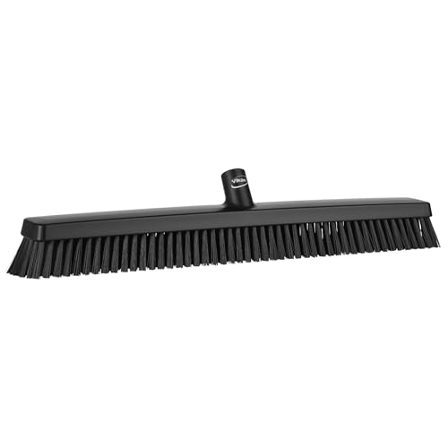 Vikan 31959 24 Heavy-Duty Push Broom, Soft/Stiff, Black