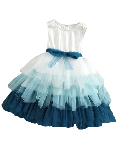 Image of TAGAS Girls Princess Party Dress | Mesh Layered Fit & Flare Frock for Girls | Pearl Embellished Tulle Dress | Birthday Dressess | Wedding Kids Fancy Frock (3-11 Years)