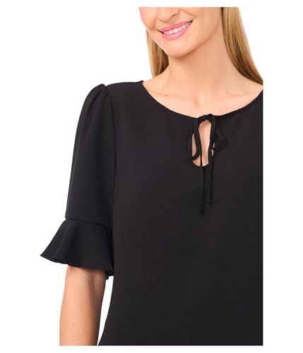 CeCe Women's Ruffle Cuff Split Tie Neck Top3