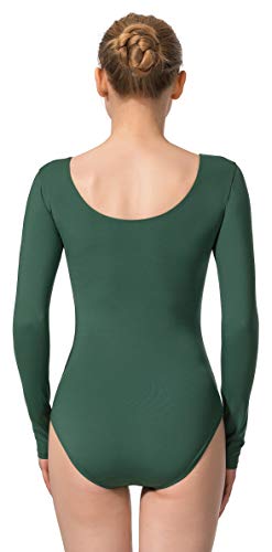 MOLLDAN Women’ s Basic Long Sleeve Ballet Dance Leotard(L,Atrovirens)
