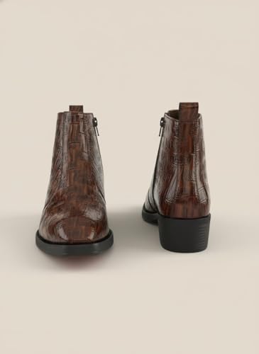 Image of Big Fox Men's Croc-Texture Cuban Boots | Premium Ankle-Length Fashion Boots | Stylish, Durable & Comfortable