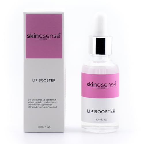 Skinosense® Lip Booster Serum, mildert Lippenlinien für sinnlich volle Lippen, pflanzlich & tierversuchsfrei, intensive Feuchtigkeitspflege für Tag & Nacht, Lip Volumizer mit 5-Minuten-Effekt (30 ml)