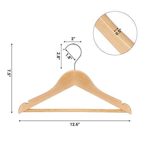 Songmics Kid’s Wooden Hangers, Set Of 20 Solid Wood Baby Hangers, Children's Coat Hangers With Pants Bar, Shoulder Notches, Swivel Hooks, 12.6 X 0.5 X 7.5 Inches, Natural Ucrw06Nl #TOP5