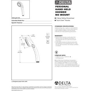 DELTA FAUCET 59462-B15-BG douche à main éco pour la maison