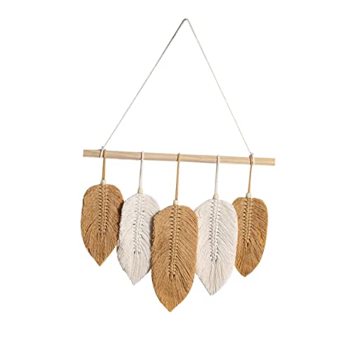 Cabilock 2 Piezas Tapiz tejido con hojas decoración de tapiz tejido alfombras tejidas tapiz colgante dormitorio cafeteria decoración para colgar en la pared tapiz tejido colgante algodón