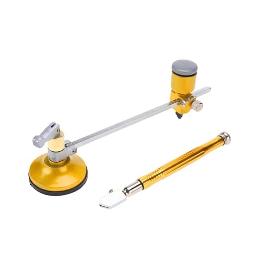 Portable Circular Glass Cutter Calibrated by Inch with Round Knob Handle and Suction Cup, Adjustable Compasses Type Circular Glass Cutter Tool Kit with Engraving Pen (Diameter 16 inch/ 40cm)