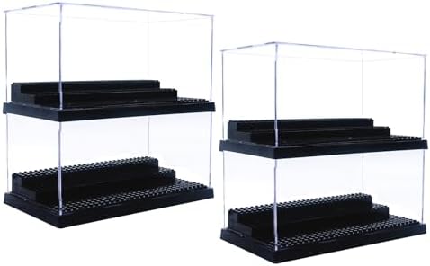 Minifigure - Vitrina para bloques de figuras de acción, caja de exhibición de acrílico a prueba de polvo con 3 escalones móviles para modelos de