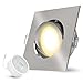 Produktbild linovum LED Einbaustrahler flach 230V 4W - 36mm - Einbauspot schwenkbar eckig gebürstet inkl. LED warmweiß 2700K wechselbar