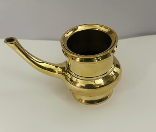 Image of Kerala Crafts Pure 3.5 Inch Brass Kindi (Vessel or Holy Water Dispenser) |Kerala Traditional Home Mandir Wedding Onam Vishu Deepavali Navarathri Pongal Thrissur Diwali Temple Festival Pooja