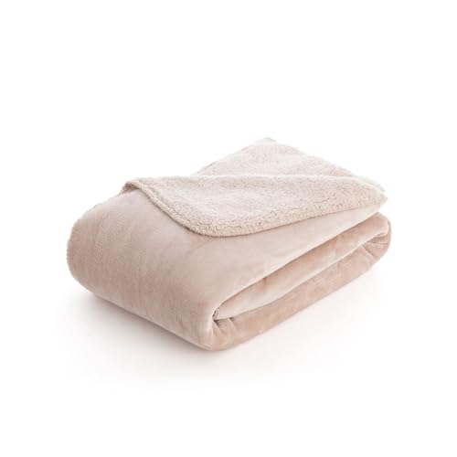 Manta sedalina reversible sherpa light pink jeté de lit doux